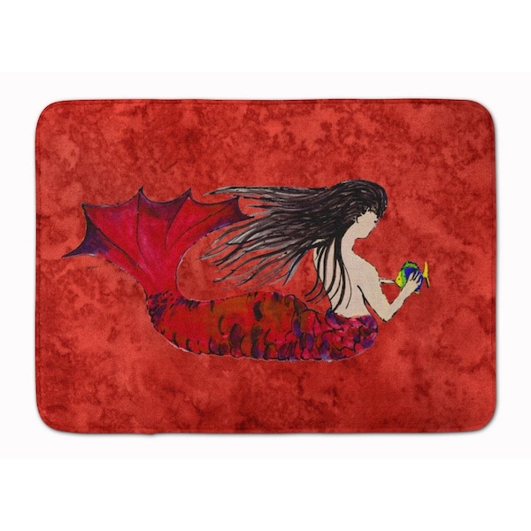 Jensendistributionservices Black Haired Mermaid on Red Machine Washable Memory Foam Mat MI2550493 - main
